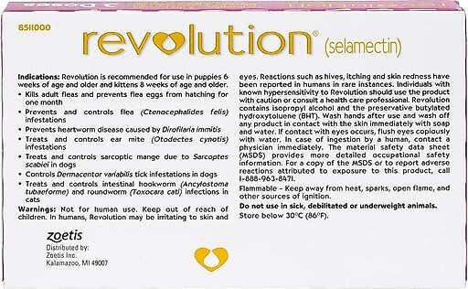 Revolution Topical Solution for Kittens & Puppies, under 5 lbs, (Mauve Box), 3 Doses (3-mos. supply)