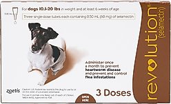 Revolution Topical Solution for Dogs, 10.1-20 lbs, (Brown Box), 3 Doses (3-mos. supply)