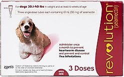 Revolution Topical Solution for Dogs, 20.1-40 lbs, (Red Box), 3 Doses (3-mos. supply)