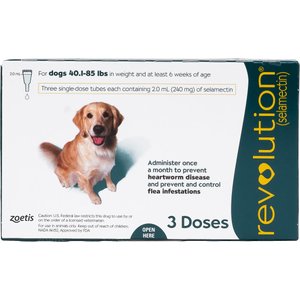 Revolution Topical Solution for Dogs, 40.1-85 lbs, (Teal Box), 3 Doses (3-mos. supply)