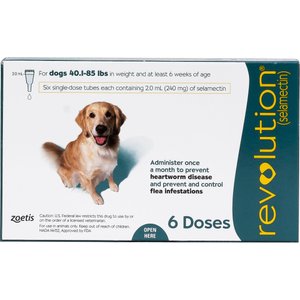 Revolution Topical Solution for Dogs, 40.1-85 lbs, (Teal Box), 6 Doses (6-mos. supply)