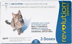 Revolution Topical Solution for Cats, 5.1-15 lbs, (Blue Box), 3 Doses (3-mos. supply)