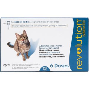 Revolution Topical Solution for Cats, 5.1-15 lbs, (Blue Box), 6 Doses (6-mos. supply)