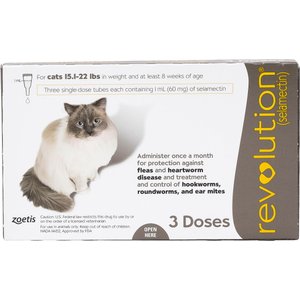 Revolution Topical Solution for Cats, 15.1-22 lbs, (Taupe Box), 3 Doses (3-mos. supply)
