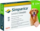 Simparica Chewable Tablet for Dogs, 44.1-88 lbs, (Green Box), 6 Chewable Tablets (6-mos. supply)