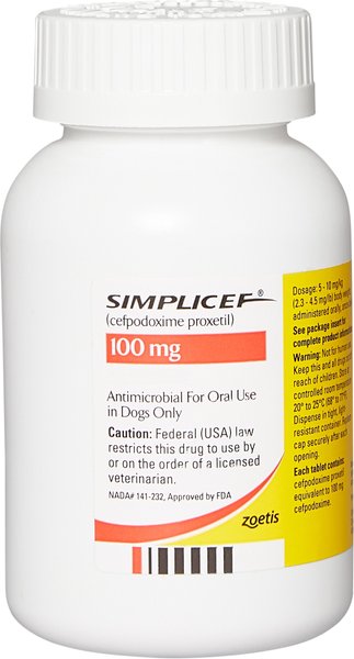 Simplicef (Cefpodoxime Proxetil) Tablets for Dogs, 100-mg, 1 tablet slide 1 of 5