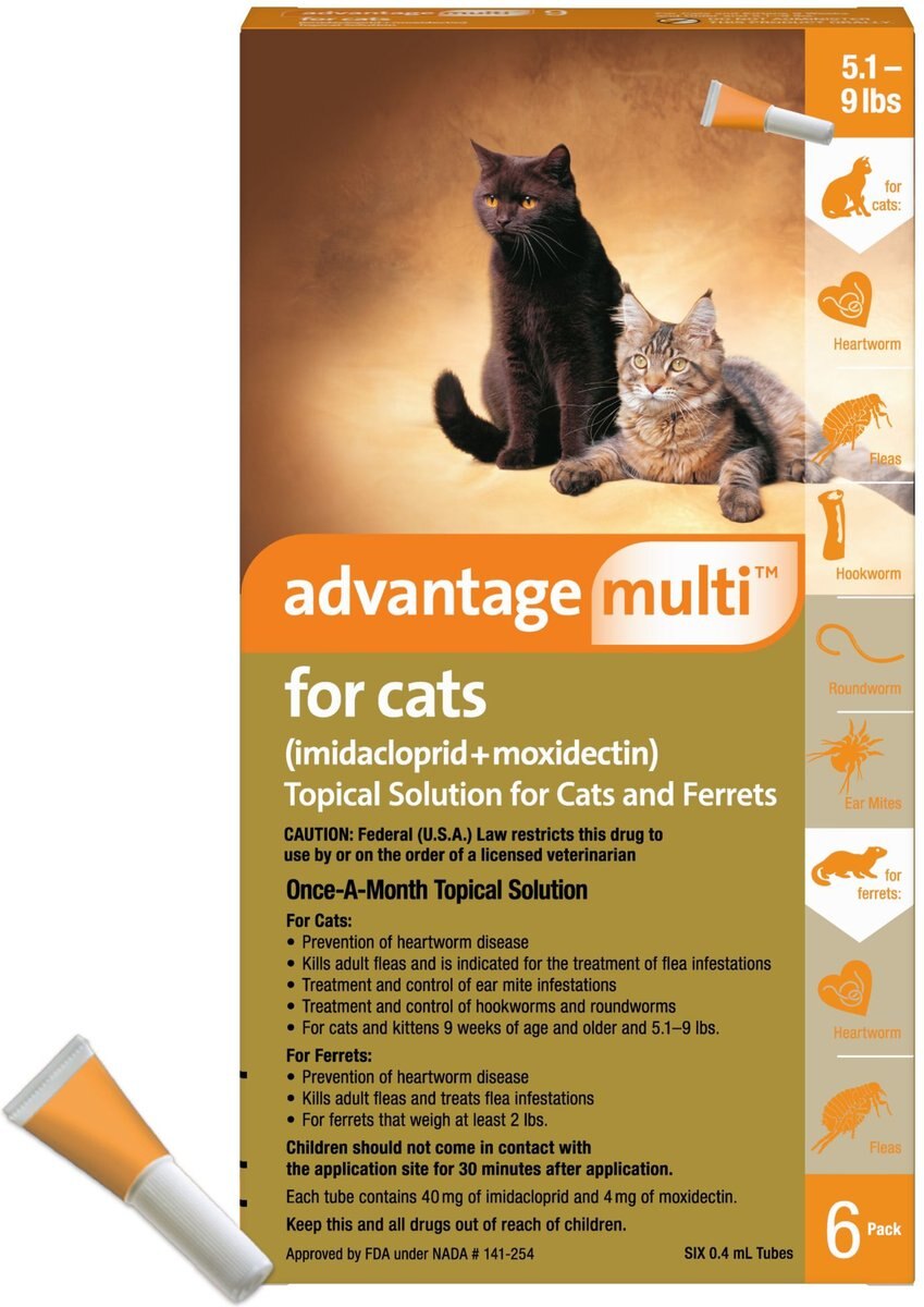 ADVANTAGE MULTI Topical Solution for Cats & Ferrets, 5.19 lbs (Orange
