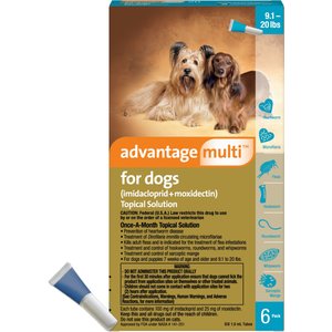 Advantage Multi Topical Solution for Dogs, 9.1-20 lbs, (Teal Box), 6 Doses (6-mos. supply)