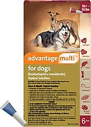 Advantage Multi Topical Solution for Dogs, 20.1-55 lbs, (Red Box), 6 Doses (6-mos. supply)