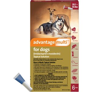 Advantage Multi Topical Solution for Dogs, 20.1-55 lbs, (Red Box), 6 Doses (6-mos. supply)