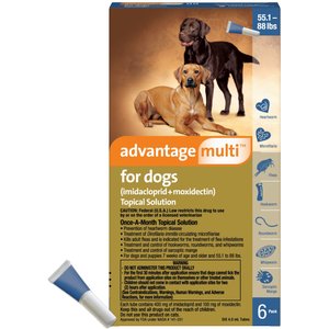 Advantage Multi Topical Solution for Dogs, 55.1-88 lbs, (Blue Box), 6 Doses (6-mos. supply)