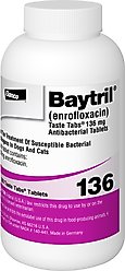Baytril (Enrofloxacin) Taste Tabs for Dogs & Cats, 136-mg, 1 flavored tablet