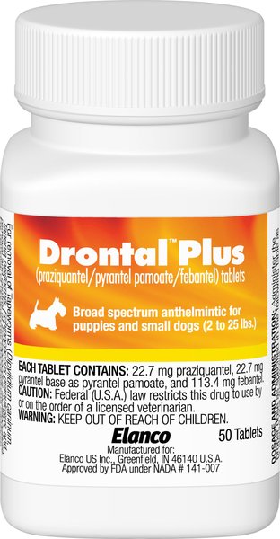 Drontal Plus Tablet for Small Dogs & Puppies, 2-25 lbs, 1 Tablet slide 1 of 6