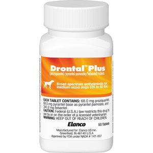 Drontal Plus Tablet for Medium Dogs, 26-60 lbs, 1 Tablet