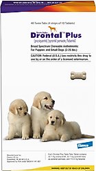 Drontal Plus Chewable Tablet for Small Dogs & Puppies, 2-25 lbs, 1 Tablet