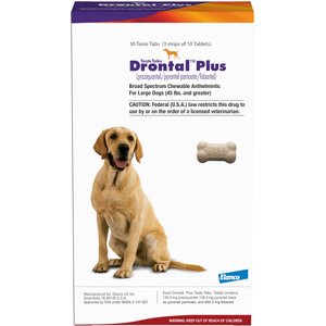 Drontal Plus Chewable Tablet for Large Dogs, over 45 lbs, 1 Tablet