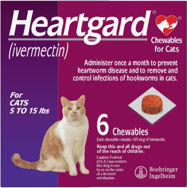 Heartgard Chew for Cats, 5-15 lbs, (Purple Box), 6 Chews (6-mos. supply) slide 1 of 5