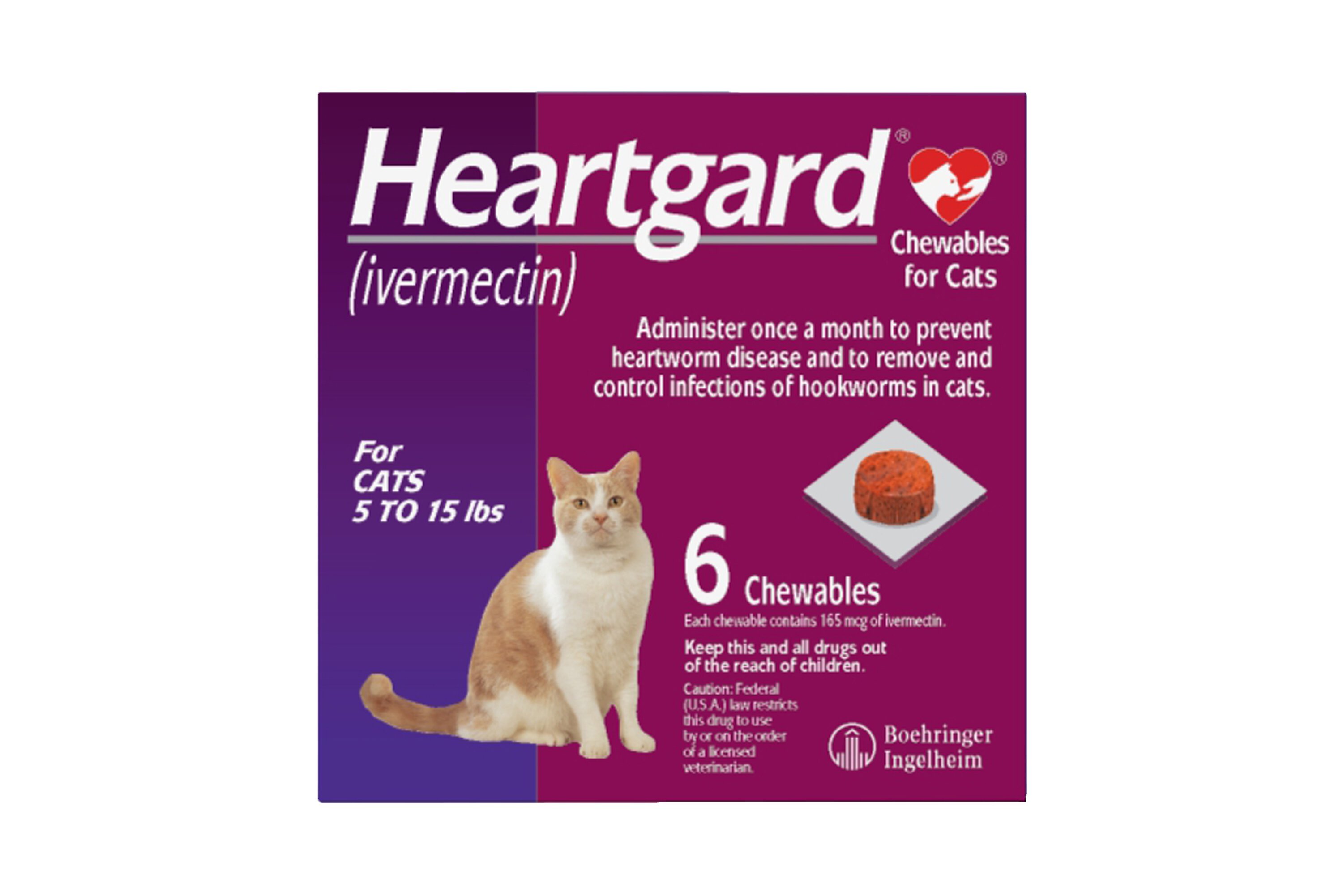 Heartgard Chew for Cats, 5-15 lbs, (Purple Box)