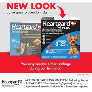 Heartgard Plus Chew for Dogs, up to 25 lbs, (Blue Box), 6 Chews (6-mos. supply)