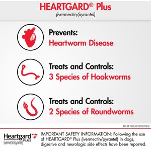 Heartgard Plus Chew for Dogs, up to 25 lbs, (Blue Box), 6 Chews (6-mos. supply)