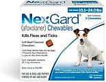 NexGard Chew for Dogs, 10.1-24 lbs, (Blue Box), 3 Chews (3-mos. supply)