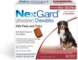 NexGard Chew for Dogs, 60.1-121 lbs, (Red Box), 3 Chews (3-mos. supply)