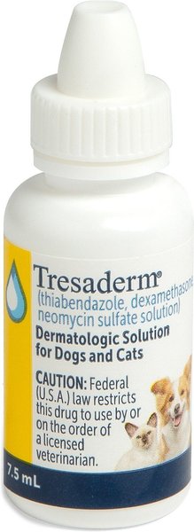 Tresaderm (thiabendazole, dexamethasone, neomycin sulfate solution) Topical Solution for Dogs & Cats, 7.5-mL slide 1 of 2