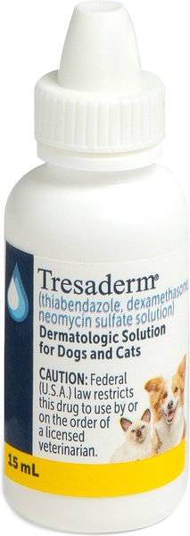 Tresaderm (thiabendazole, dexamethasone, neomycin sulfate solution) Topical Solution for Dogs & Cats, 15-mL slide 1 of 2