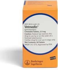 Vetmedin (pimobendan) Chewable Tablets for Dogs, 50  tablets, 2.5-mg