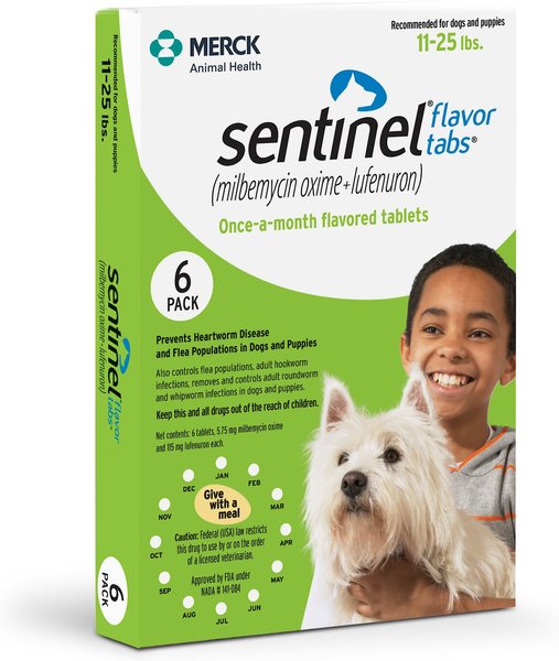 Sentinel Tablet for Dogs, 11-25 lbs, (Green Box), 6 Tablets (6-mos. supply) slide 1 of 7