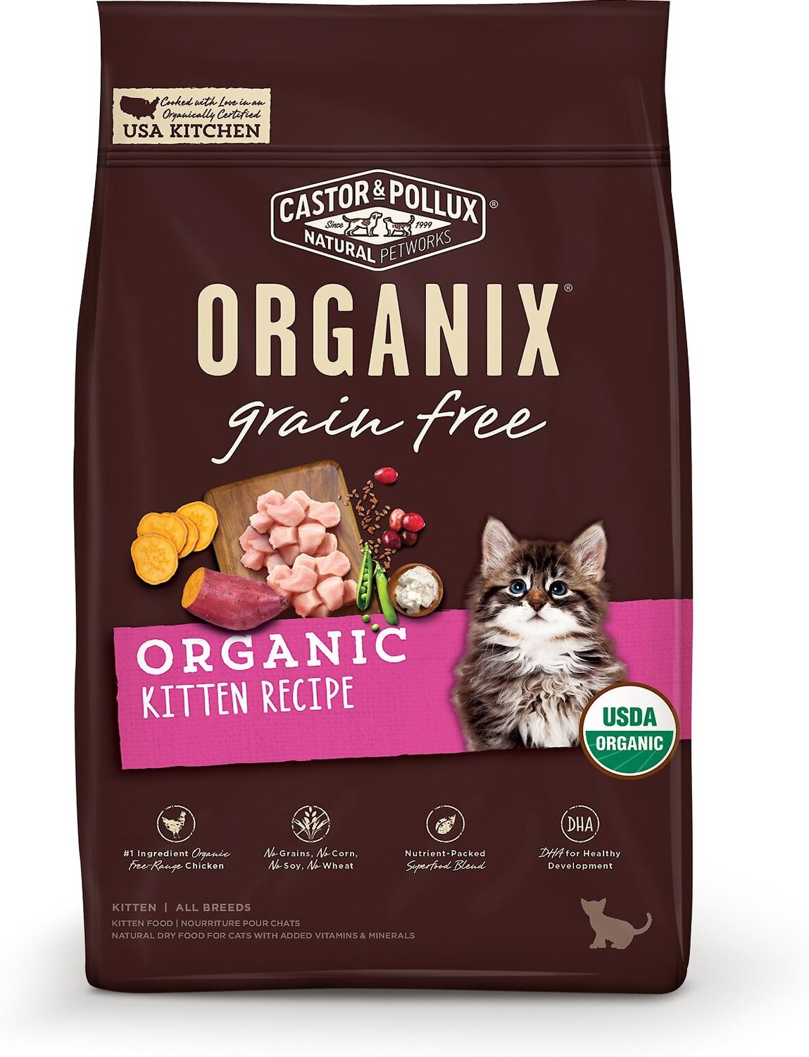 CASTOR & POLLUX Organix GrainFree Organic Kitten Recipe Dry Cat Food