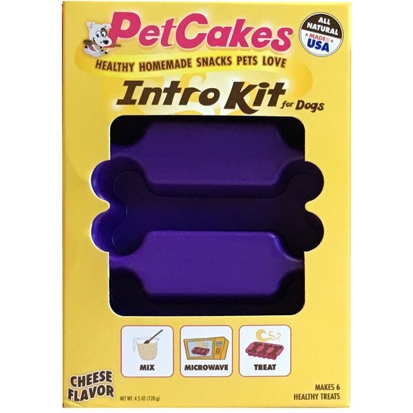 PETCAKES Intro Kit Cheese Flavor Microwavable Mix with Bone Shaped Pan