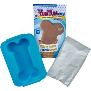 PetCakes YumYum Bones Banana Carob Flavor Hip & Joint Frozen Yogurt Mix With Bone Shaped Pan Dog Treats, 4-oz bag, Color Varies