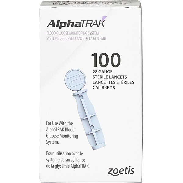 ALPHATRAK 28 Gauge Sterile Lancets for Dogs & Cats, 100 count