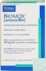 Biomox (Amoxicillin) Oral Suspension for Dogs, 50 mg/mL 30-mL