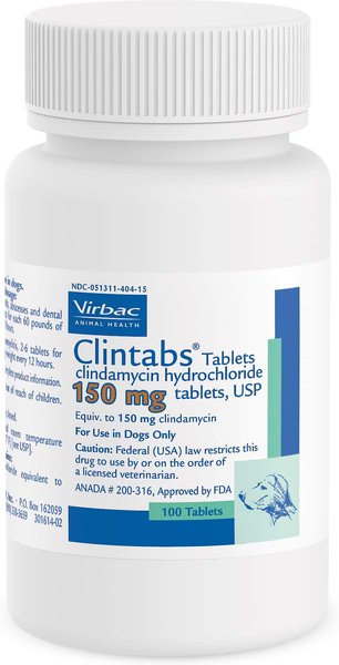 Clintabs (Clindamycin HCl) Tablets for Dogs, 150-mg, 1 tablet slide 1 of 7