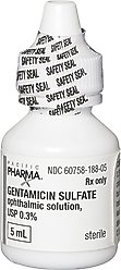 Gentamicin (Generic) Ophthalmic Solution 0.3% for Dogs & Cats, 5-mL