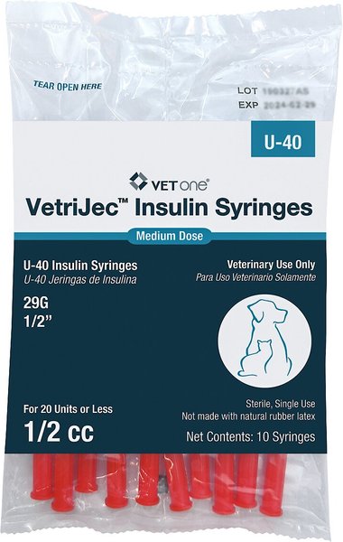 VetOne VetriJec Insulin Syringes U-40 0.5-in x 29G, 0.5-cc, 10 syringes slide 1 of 6