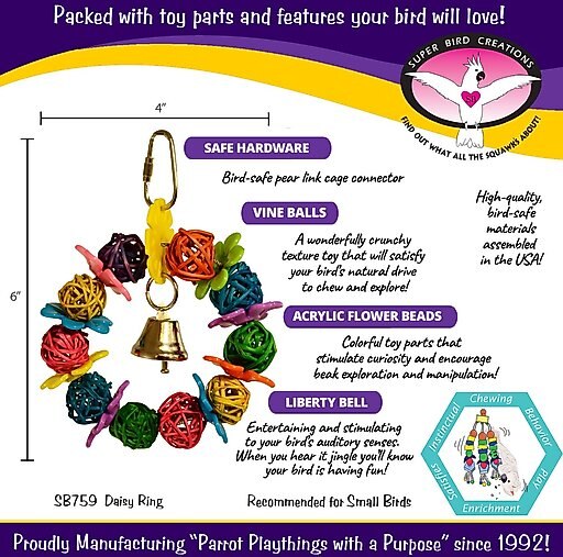 Super Bird Creations Daisy Ring Bird Toy, Small