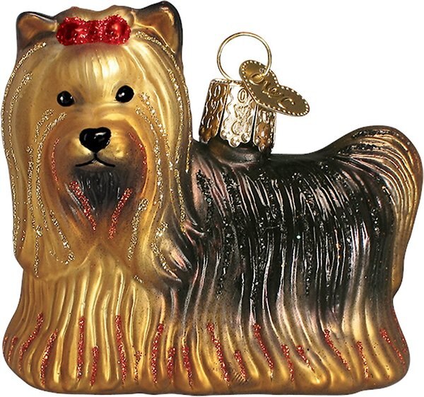 Old World Christmas Yorkie Glass Tree Ornament, 2.5-in slide 1 of 4