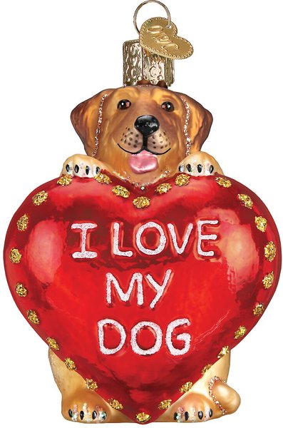 Old World Christmas "I Love My Dog" Glass Tree Ornament, 3.5-in slide 1 of 4