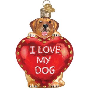 Old World Christmas "I Love My Dog" Glass Tree Ornament, 3.5-in