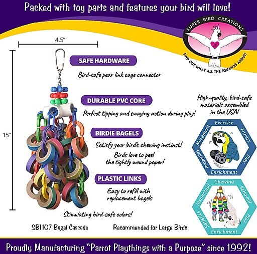 Super Bird Creations Bagel Cascade Bird Toy, Large