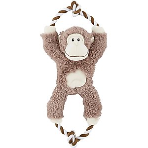 Frisco Monkey Plush with Rope Squeaky Dog Toy, Medium/Large