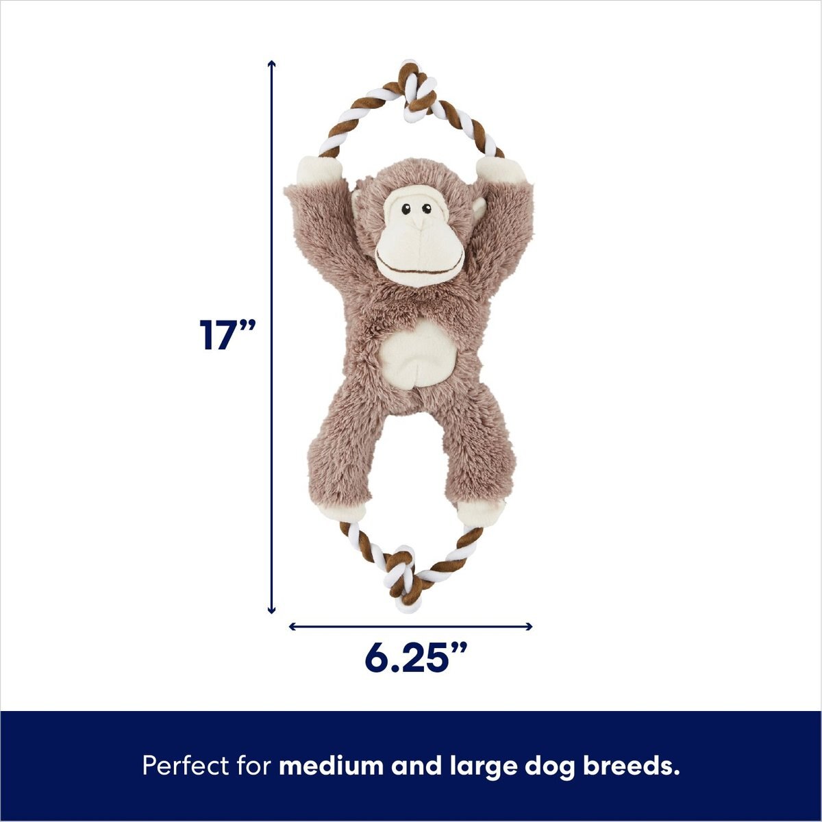 frisco plush with rope squeaking monkey dog toy