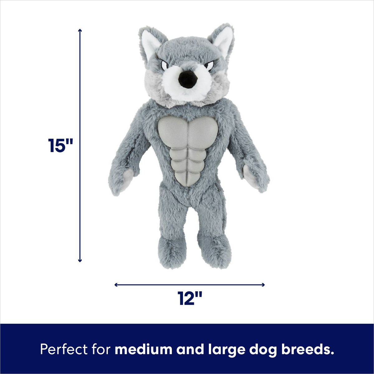 FRISCO Wolf Muscle Plush Squeaky Dog Toy Medium Large Chewy