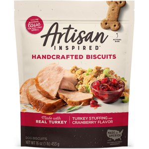 Artisan Inspired Turkey Stuffing & Cranberry Flavor Biscuits Dog Treats, 16-oz bag