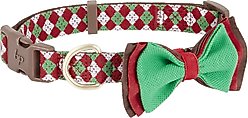 Blueberry Pet Christmas Party Fair Isle Polyester Dog Collar, Medium: 14.5 to 20-in neck, 3/4-in wide