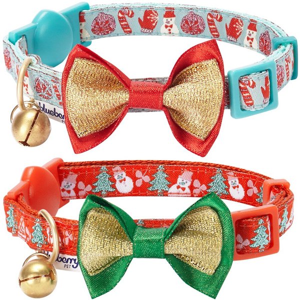 Show full view: Blueberry Pet The Power of Lavish Holiday Polyester Breakaway Cat Collar with Bell, 2 count, 9 to 13-in neck, 3/8-in wide slide 1 of 5
