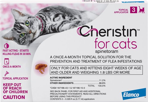 Cheristin Flea Spot Treatment for Cats, over 1.8 lbs, 3 Doses (3-mos. supply) slide 1 of 9